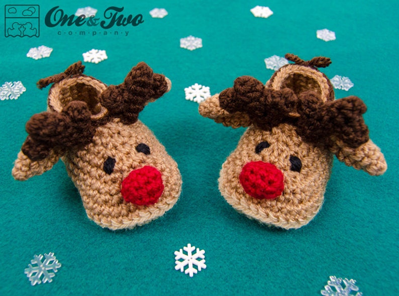 Reindeer Booties PDF Crochet Pattern Baby sizes 0-3, 3-6, 6-12 months Shoes Baby Newborn Slippers image 5