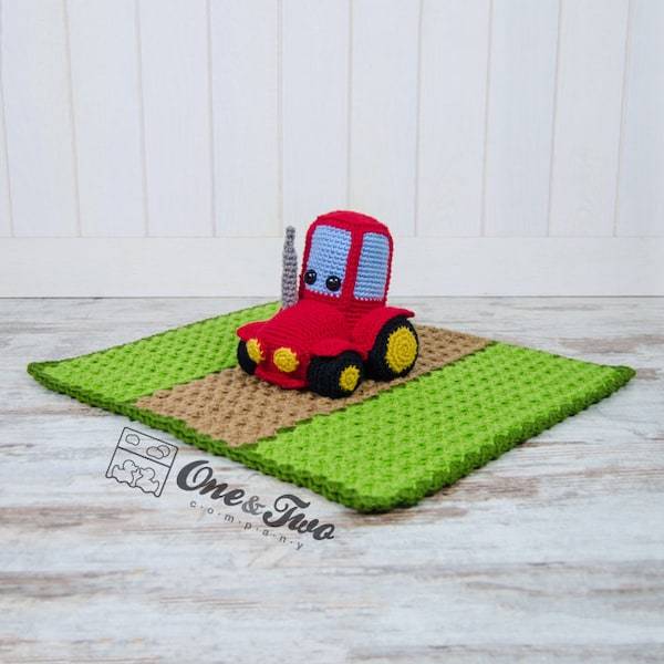 Lovey Crochet Pattern - Tractor PDF Security Blanket - Tutorial Digital Download DIY -  Gus the Tractor Lovey - Dou Dou - Baby Toy - Snuggle