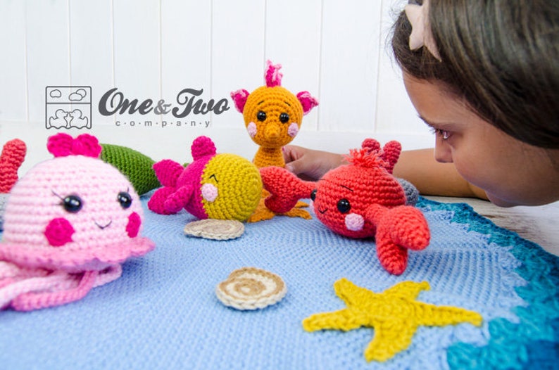 Amigurumi Pattern Crab Seahorse Fish PDF Crochet Pattern Tutorial Digital Download DIY Adventure under the Sea Playset Plush Toy image 4