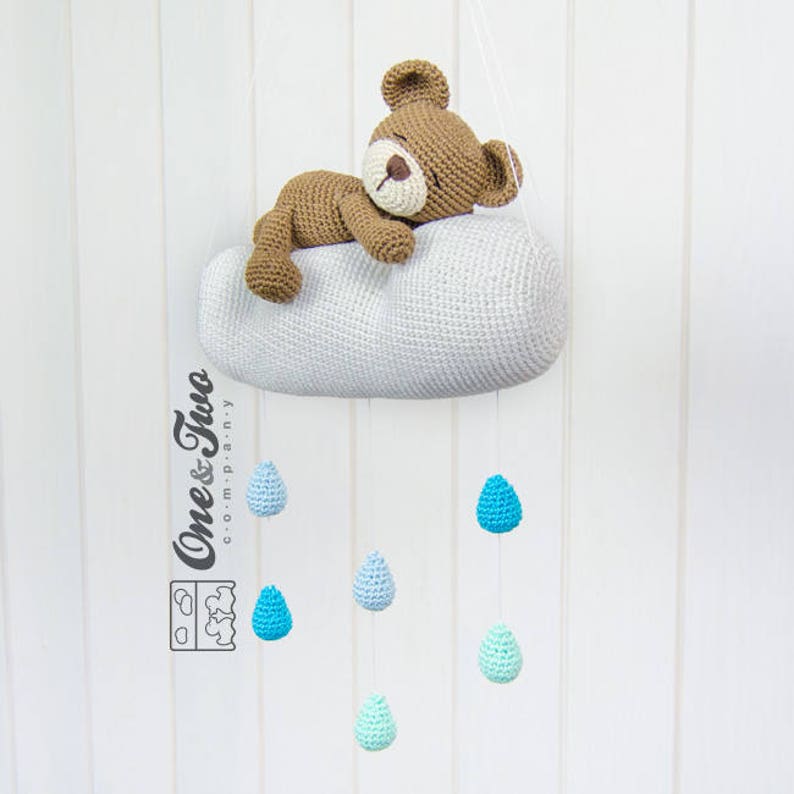 Sweet Dreams Teddy Bear Mobile PDF Crochet Pattern Instant Download Blankie Baby Blanket image 7