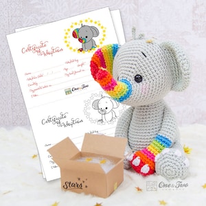 Amigurumi Pattern Doll PDF Crochet Pattern Tutorial Digital Download DIY Hue the Rainbow Elephant Amigurumi Toy image 4