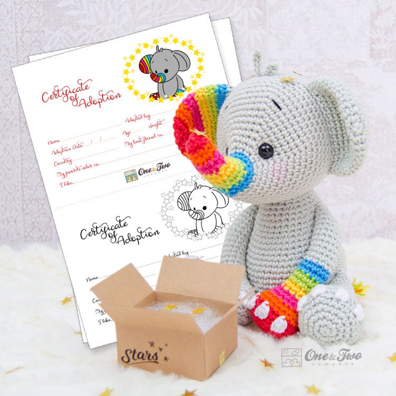 Amigurumi Pattern Doll PDF Crochet Pattern Tutorial Digital Download DIY Hue the Rainbow Elephant Amigurumi Toy image 4