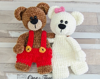 Crochet PATTERN - Ben & Bianca the Teddy Bear Cuddler - Dou Dou - Crochet Lovey - Security Blanket - Plushie Pattern - Soft Toy