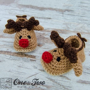 Reindeer Booties PDF Crochet Pattern Baby sizes 0-3, 3-6, 6-12 months Shoes Baby Newborn Slippers image 1