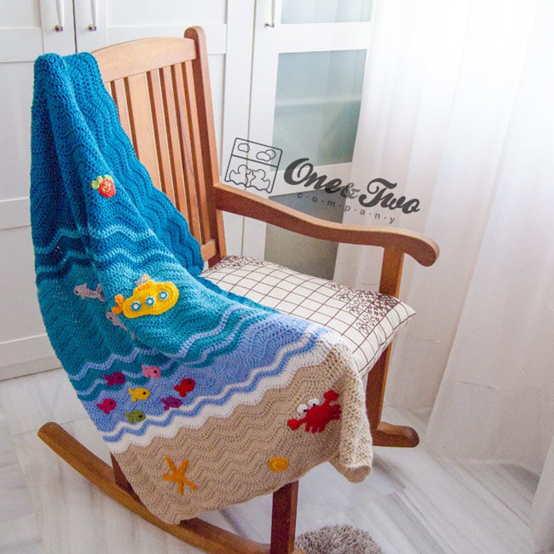 Blanket Crochet Pattern PDF Applique Crochet Blanket Tutorial Digital Download DIY Sealife Blanket Make Your Self Gift Handmade image 4