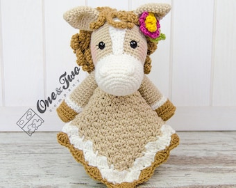 Horse Lovey Crochet Pattern , Amigurumi Security Blanket, Baby Snuggler Toy, Farm Animal PDF Download