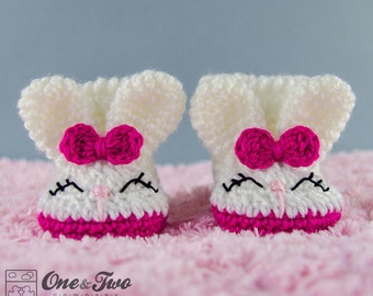 Olivia the Bunny Booties - PDF Crochet Pattern - Baby sizes ( 0-3, 3-6, 6-12 months ) - Shoes Baby Newborn Slippers