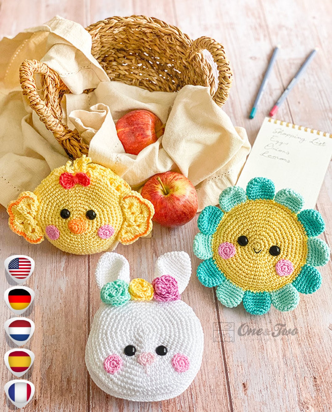 Portable Crochet Bag Small Zipper Closure with Handle Tote Gift Holder Case  Yarn Deer 