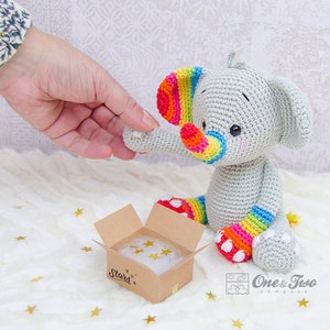 Amigurumi Pattern Doll PDF Crochet Pattern Tutorial Digital Download DIY Hue the Rainbow Elephant Amigurumi Toy image 5