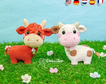 Amigurumi Pattern - Cow PDF Crochet Pattern - Tutorial Digital Download DIY - Penelope the Cow &quot;Quad Squad Series&quot; - Toy