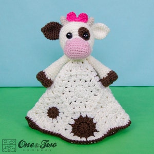 Lovey Crochet Pattern - Cow PDF Security Blanket - Tutorial Digital Download DIY - Doris the Cow Lovey  - Dou Dou - Baby toy