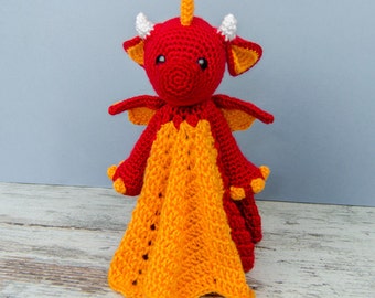 Lovey Crochet Pattern - Dragon PDF Security Blanket - Tutorial Digital Download DIY -  Felix the Baby Dragon Lovey  - Dou Dou - Baby toy