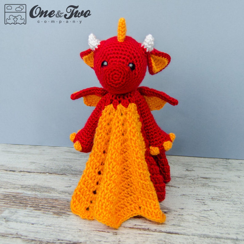 Lovey Crochet Pattern Dragon PDF Security Blanket Tutorial Digital Download DIY Felix the Baby Dragon Lovey Dou Dou Baby toy image 1
