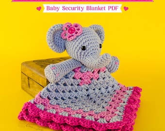 Crochet Elephant Lovey Pattern, Baby Security Blanket PDF