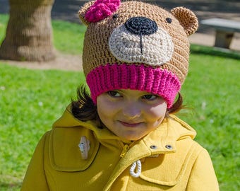 Bear Hat Crochet Pattern · Forest Animal Cap · Baby Child Adult sizes · DIY Beanie · PDF