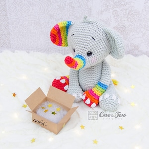 Amigurumi Pattern Doll PDF Crochet Pattern Tutorial Digital Download DIY Hue the Rainbow Elephant Amigurumi Toy image 8