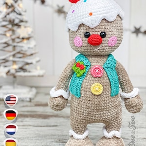 Crochet PATTERN - Glen the Sweetie Gingerbread Amigurumi - Winter Christmas - Plushie Pattern - Soft Toy
