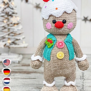 Crochet PATTERN - Glen the Sweetie Gingerbread Amigurumi - Winter Christmas - Plushie Pattern - Soft Toy