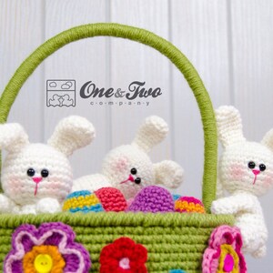 Little Bunnies Easter Basket PDF Crochet Pattern Instant Download Easter Eggs Basket Useful Colorful image 5