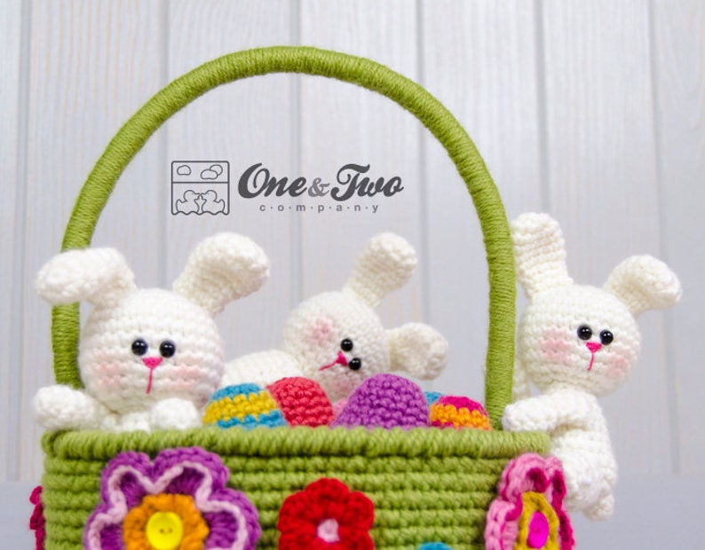 Little Bunnies Easter Basket PDF Crochet Pattern Instant Download Easter Eggs Basket Useful Colorful image 5