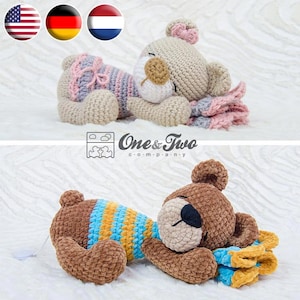 Norah l'orso addormentato Amigurumi - Schema PDF all'uncinetto - Download immediato - Amigurumi all'uncinetto Cuddy Stuff Peluche