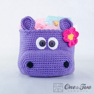 Hippo Crochet Basket - PDF Crochet Pattern - Instant Download - Container Home Decor Basket Box animal