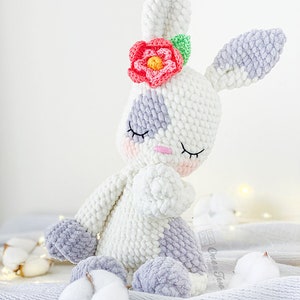 Crochet PATTERN Nibbles the Bunny Cuddler Dou Dou Soft Toy Plushie Pattern Crochet Lovey Security Blanket image 2
