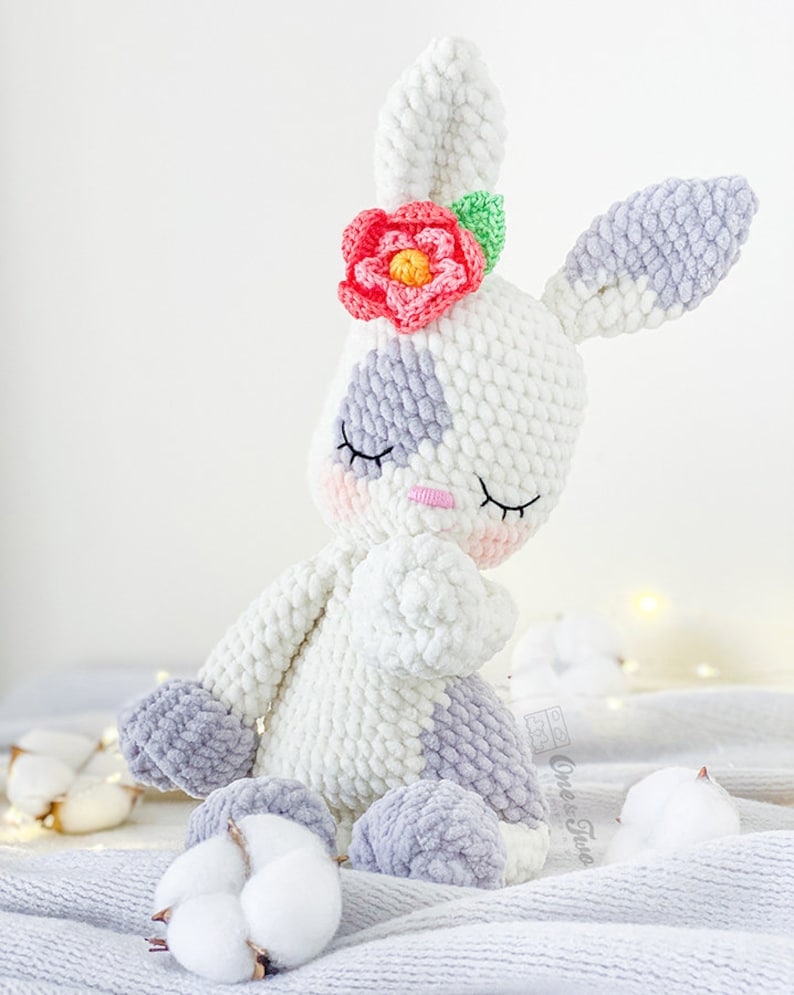 Crochet PATTERN Nibbles the Bunny Cuddler Dou Dou Soft Toy Plushie Pattern Crochet Lovey Security Blanket image 2