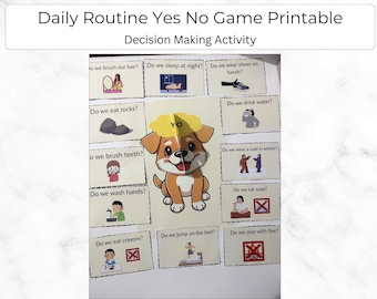 Daily Routine Yes No Game Printable, Preschool Decision Making Activity, Kids Routine, Busy Book