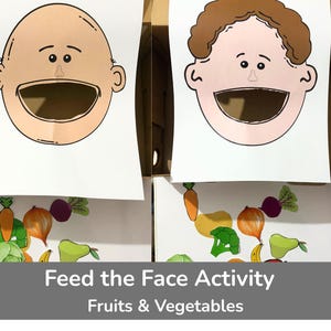 Fruit and Vegetables Sorting Printable, Feed the Face Activity, Preschool Learning, Montessori Food Activity PDF
