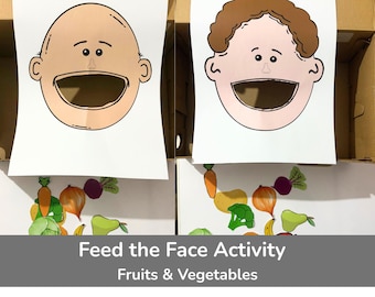 Fruit and Vegetables Sorting Printable, Feed the Face Activity, Preschool Learning, Montessori Food Activity PDF
