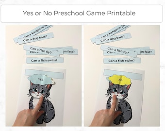 Preschool Yes No Activity Animals, Montessori Printable, Cat Themed Activities, Busy Book Game