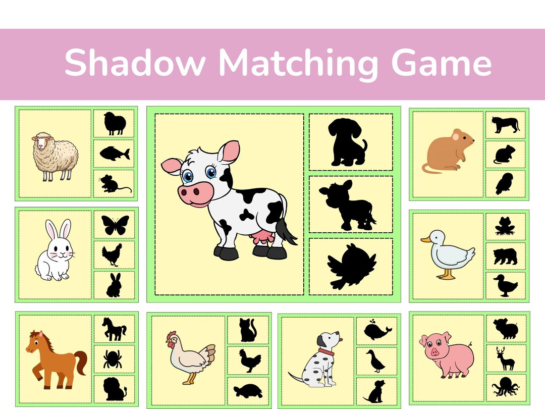 Farm Animals Shadow Matching Clip Cards Printable, Toddler Activities ...