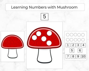 Learning Numbers, Mushroom Activities, Preschool Activity, Printable Games for Toddlers