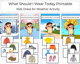 What Should I Wear Today Printable, Matching Kids Dress for Weather Activity, Sorting Clothes