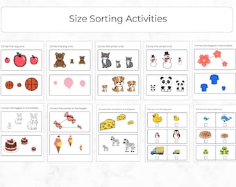 Big and Small Worksheets for Preschool, Size Sorting Activities, Sort by Size, Montessori PDF