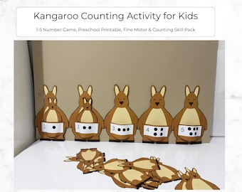 Kangaroo Counting Activity for Kids, Learning Numbers, Preschool, Printable, Fine Motor, Skill Pack
