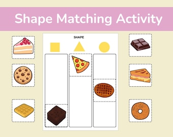 Shape Matching Activity for Preschool, Learn Shapes Printable, Toddler Busy Book Page, Homeschool PDF