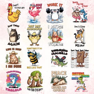 Italian Brainrot Funny Animals PNG Clipart Bundle, Meme Stickers (Digital Download)