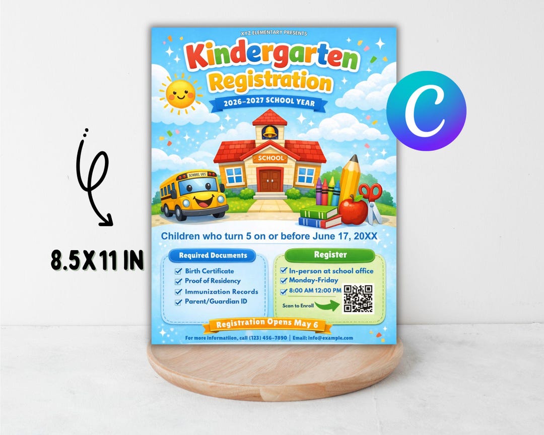 Program Registration Flyer Kindergarten Registration Flyer Template | Editable School Enrollment ...