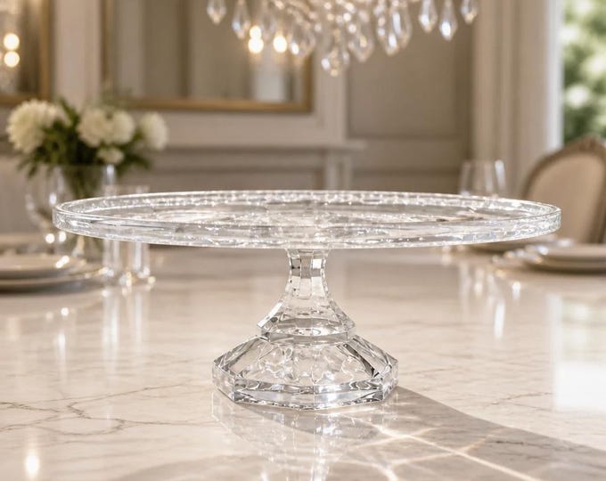 Antique Tuthill Hawkes clear and frosted Crystal pedestal cake stand- 11.5”