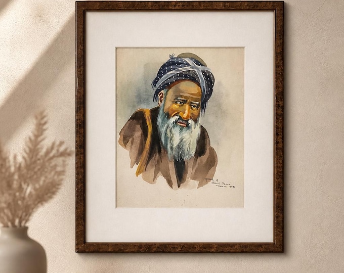 Original vintage watercolor dated 1958 signed by artist