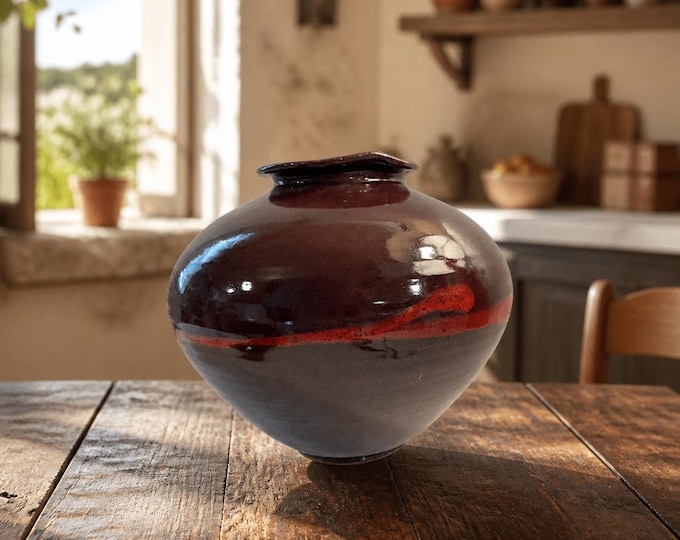 Abstract glazed ceramic vase signed Van Houten 2015