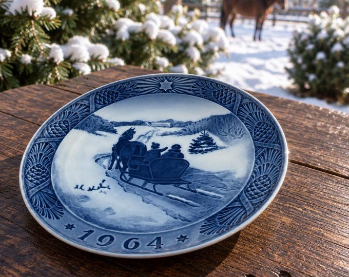 Vintage 1964 Royal Copenhagen “Fetching the Christmas Tree” porcelain plate