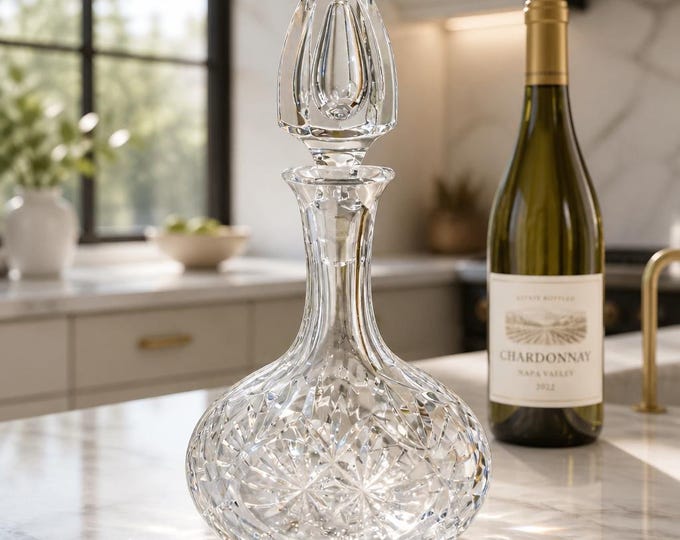 Vintage Gorham Bamberg cut crystal decanter with stopper 10” x 6”