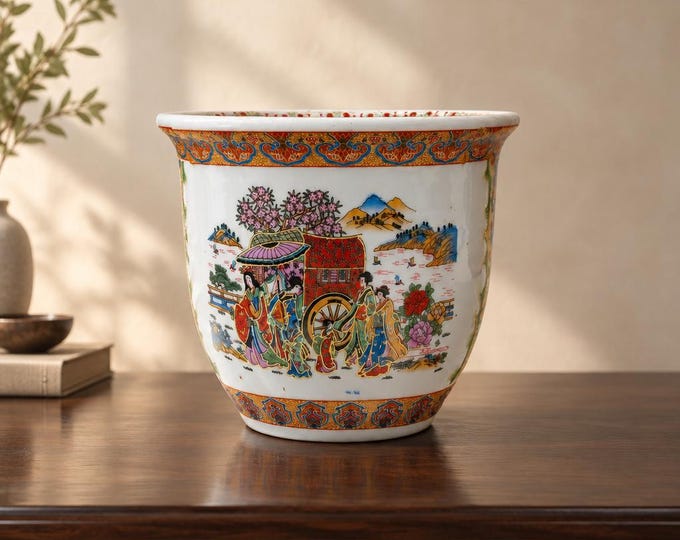 Vintage Japanese porcelain planter 5” x 6.5”