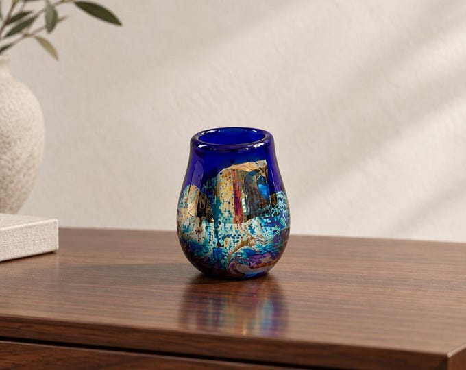 RARE vintage original signed Joel Bloomberg hand blown art glass toothpick holder
