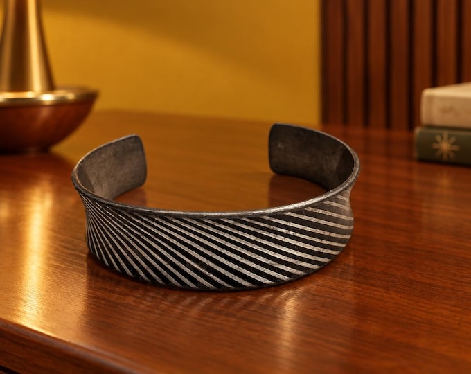 Vintage Georg Jensen signed pewter cuff bracelet 5.5” with 1.5” gap