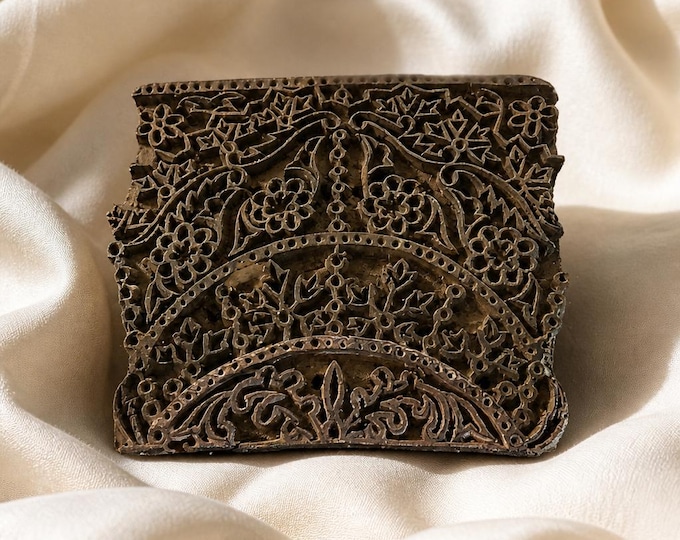 Antique hand-carved wooden textile printing block