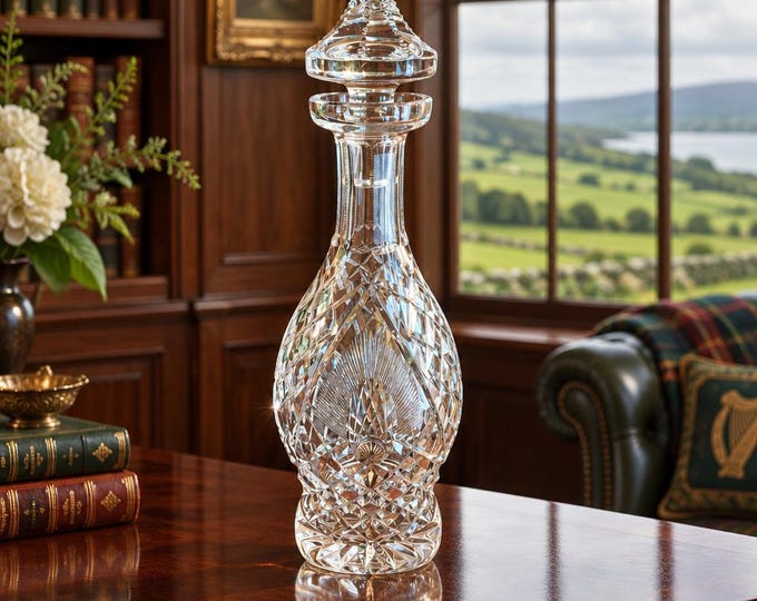 Vintage Waterford heavy cut Irish lead  crystal decanter 13” tall
